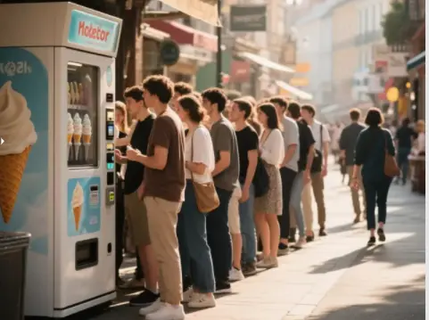 Line up to buy ice cream