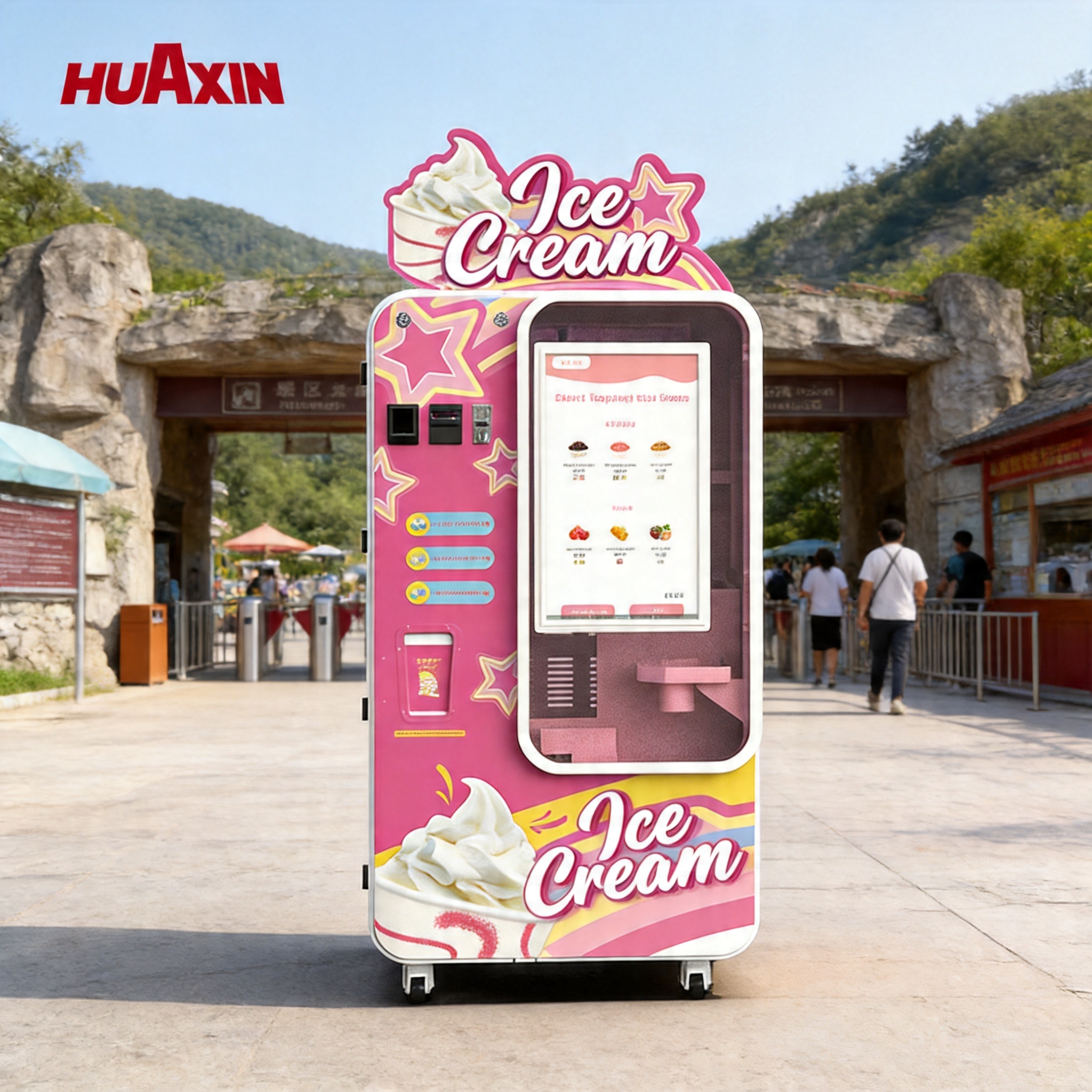 Commercial Smart Soft Serve Ice Cream Vending Machine for Shopping Malls, Airports & High-Traffic Retail Spaces