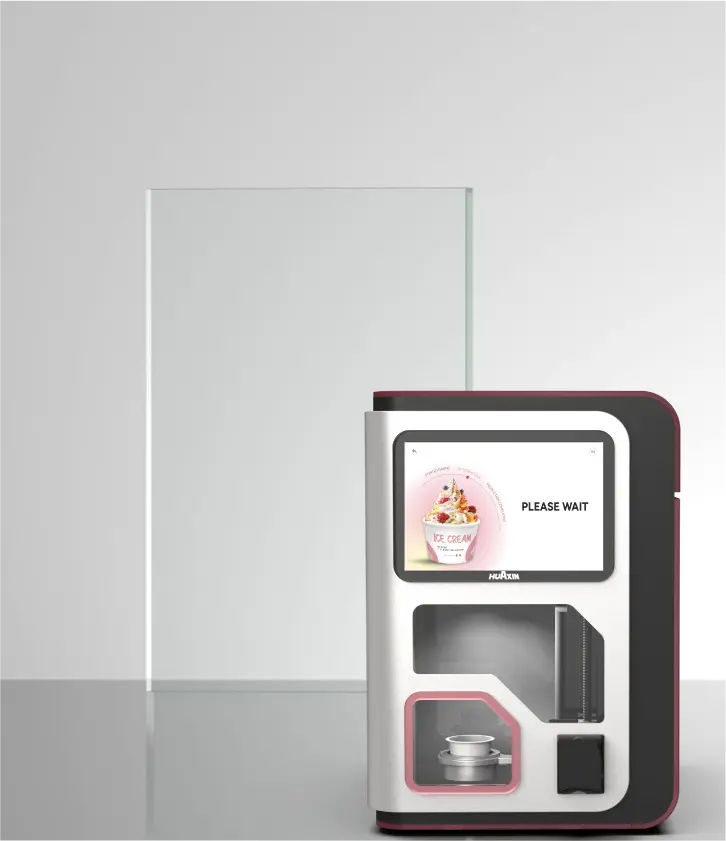 Desktop ice cream vending machine with visible production window