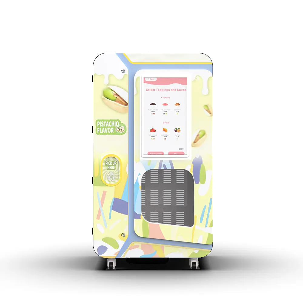 Frozen yogurt vending machine for leisure retail areas