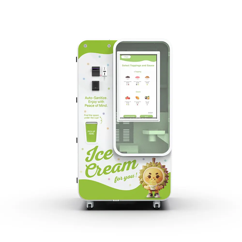 Photo-friendly soft serve vending machine for family attractions